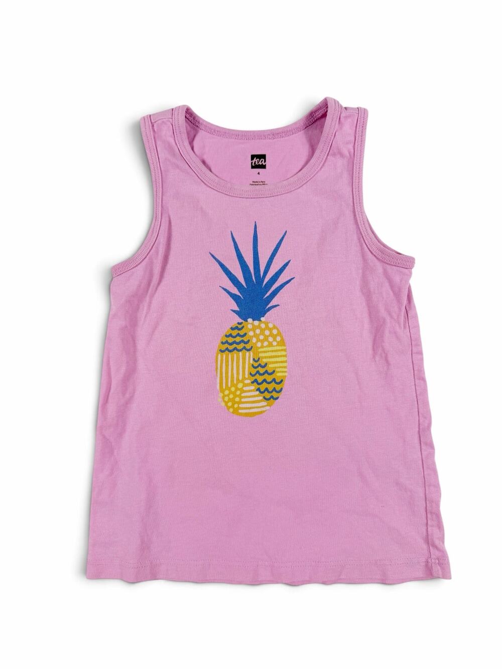 Tea Collection Pineapple Graphic Tank Top Pink Girls Size 4